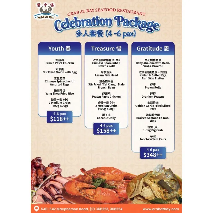 Crab At Bay celebration package for four to six people